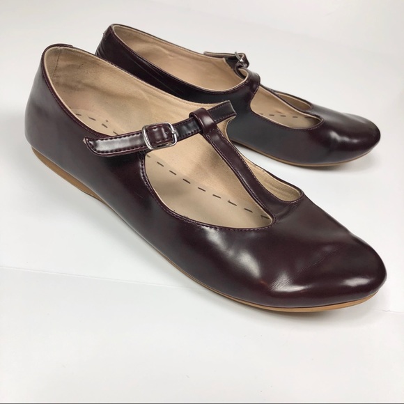 Zara Other - Zara Girls Burgundy T-Strap Ballet Flats